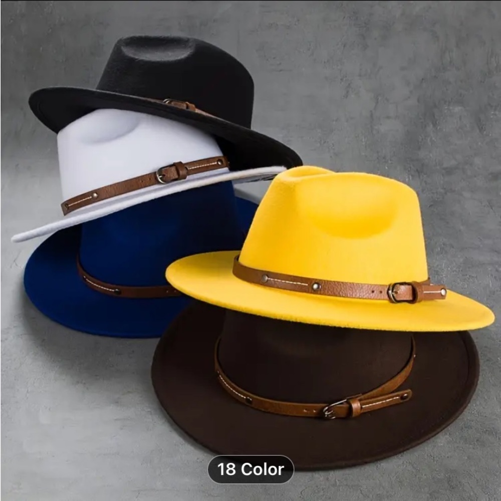 Fedora Black Hat Unisex Classy Chic Men Women Buckle Strap - Picture 10 of 14